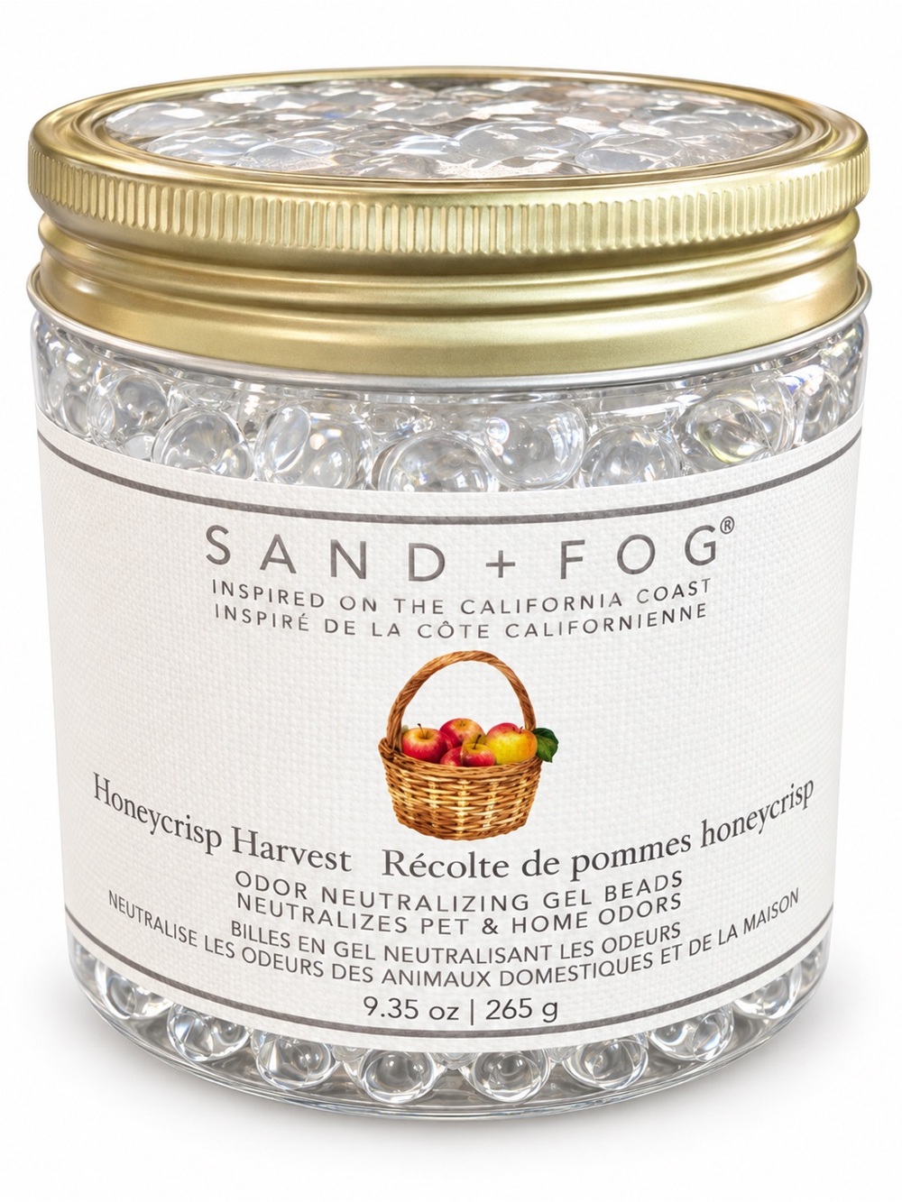 SANd+FOG Honeycrisp Harvest Odor Neutralizing Gel Beads - Clear with Gold Lid